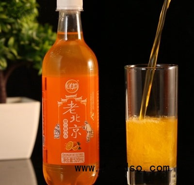 藍嘉源老汽水瓶裝汽水招商老北京汽水橙汁味碳酸飲料520ml