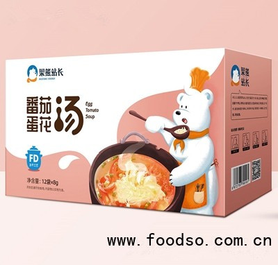 果熊站長(zhǎng)凍干番茄蛋花湯速食湯包96g沖泡早餐加工定制