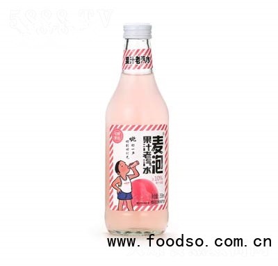 麥泡果汁老汽水櫻花白桃味358ml